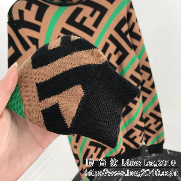 FENDI芬迪 官網同步 18FF系列新款 高領羊毛衫 斜紋字母提花 王嘉爾同款 超細膩羊毛料 高版本男女同款 ydi2321